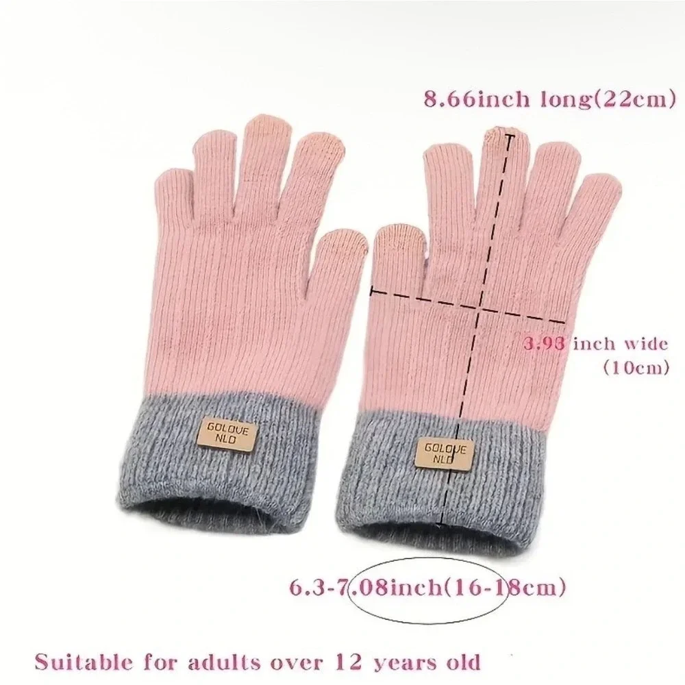 Womens Thermal Touchscreen Winter Finger Driving Knit Gloves One‎ Size Black NWT